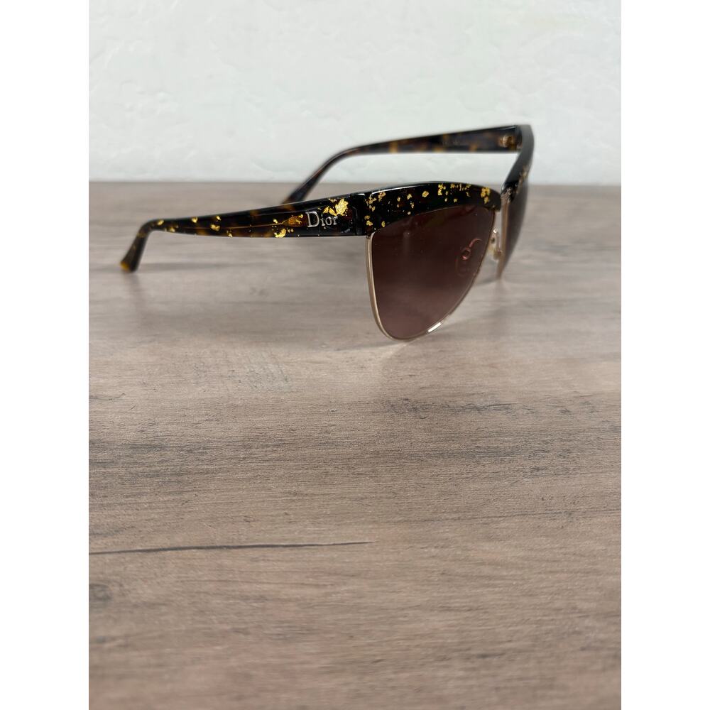 Christian Dior Meteore Black 24K Gold Flakes Leaf Boutique Women's Sunglasses